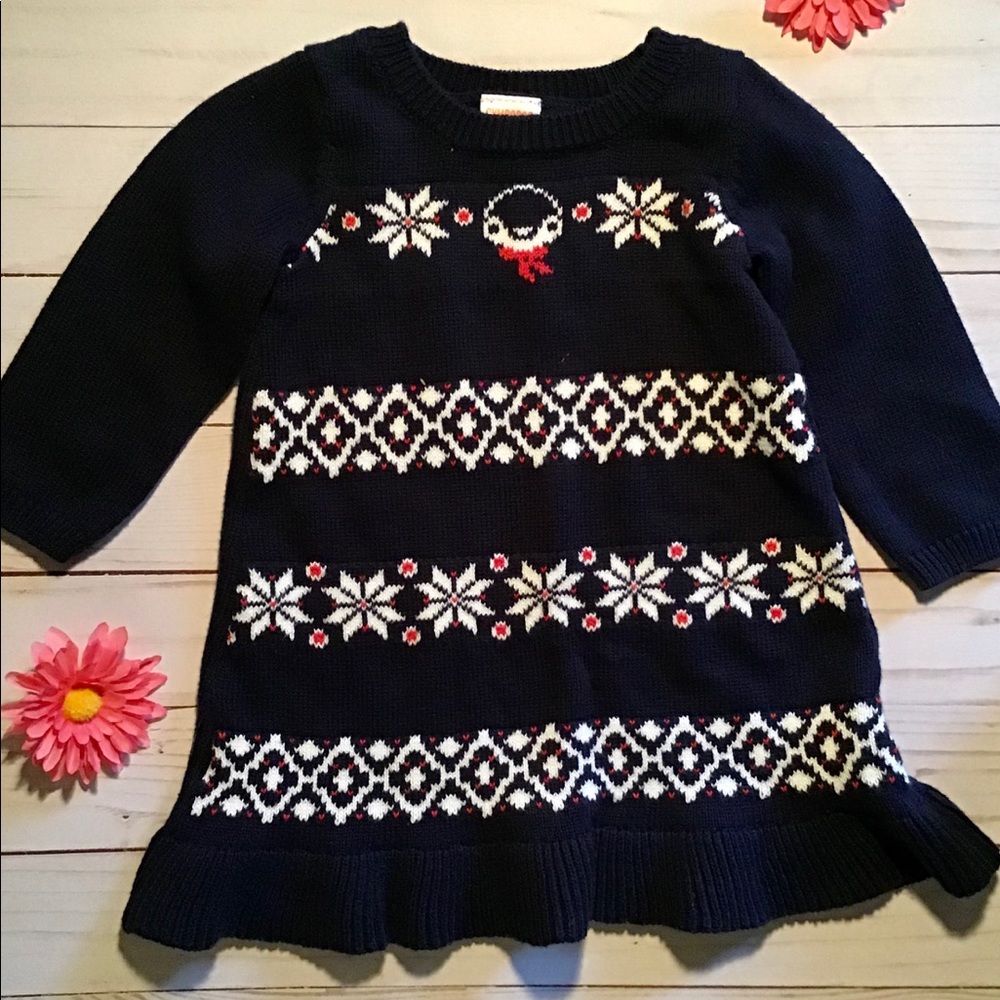 Gymboree Fair Isle penguin baby sweater dress
